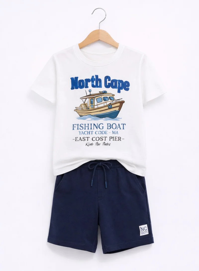 Victor And Jane  Boys North Cape Fishing Boat T-Shirt & Navy Shorts Set for Men | Best Price UAE